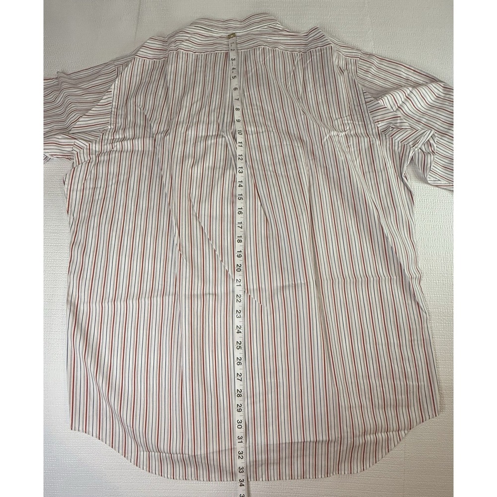 Ralph Lauren Yarmouth Shirt Mens 16 34 Red Blue Stripe Button Down Classic Fit - Picture 8 of 9